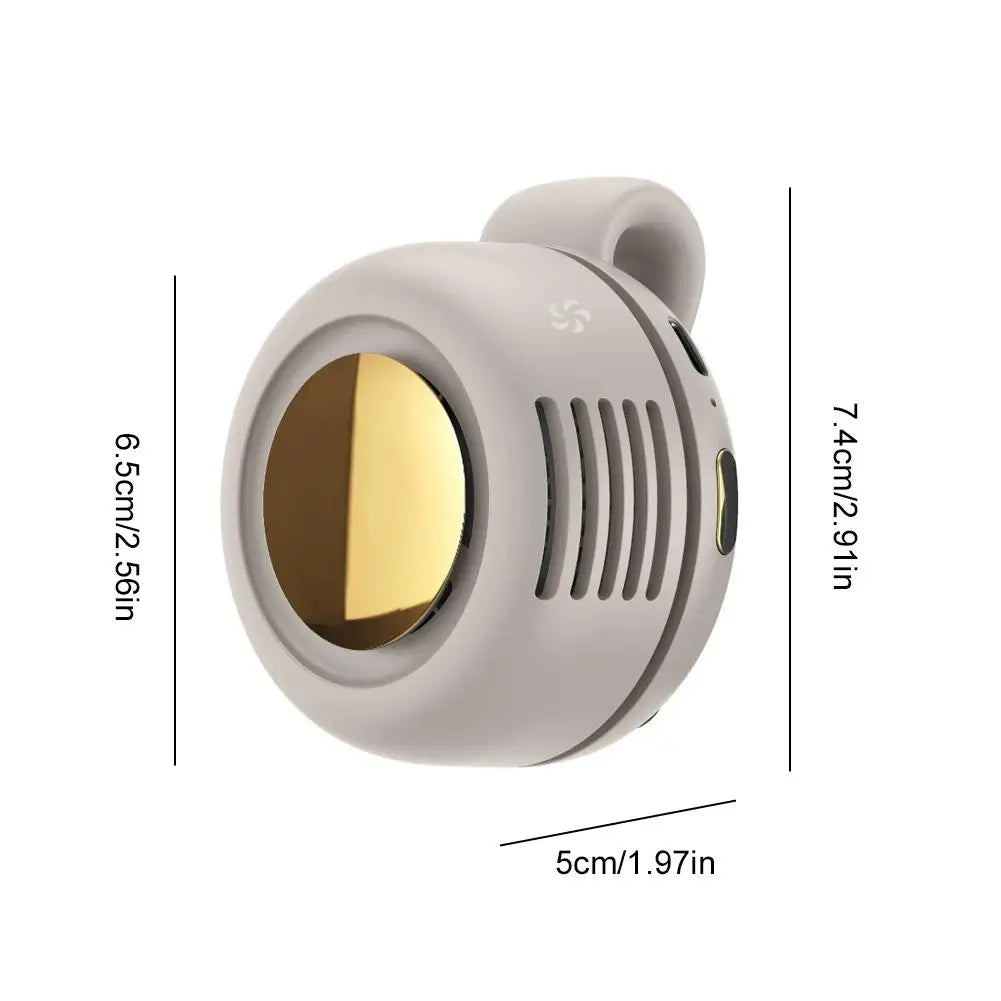 Portable Snap on Mini Whirlwind Fan USB Charging Fan Waist Clip 3-Speed Handsfree Silent Strong Wind Leafless Fan